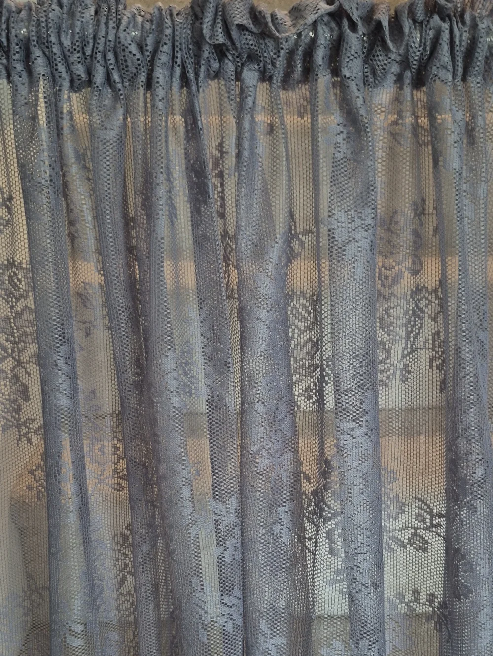 UrbanLotus Sheer Lace Floral Curtain Panel Silvery Gray 56x96